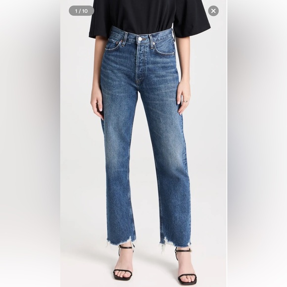 Agolde Riley High Rise Crop Jeans - Picture 1 of 7